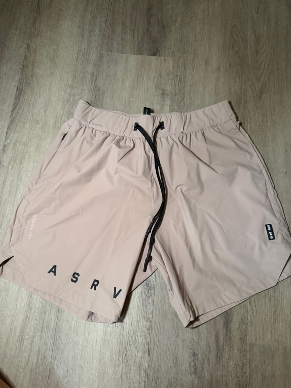 ASRV Men's Performance Shorts - Pale Pink with Black Drawcord